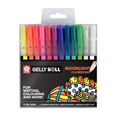 SAKURA Gelly Roll Gelpen Set Moonlight Fluorescent (POXPGBSTA12)
