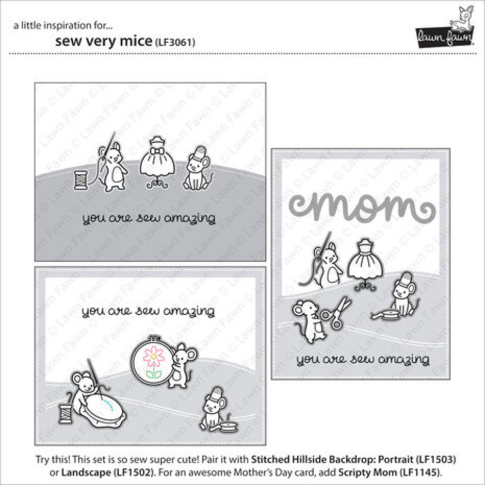 Lawn Fawn Sew Very Mice Clear Stamps (LF3061)