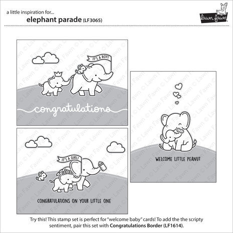 Lawn Fawn Elephant Parade Clear Stamps (LF3065)