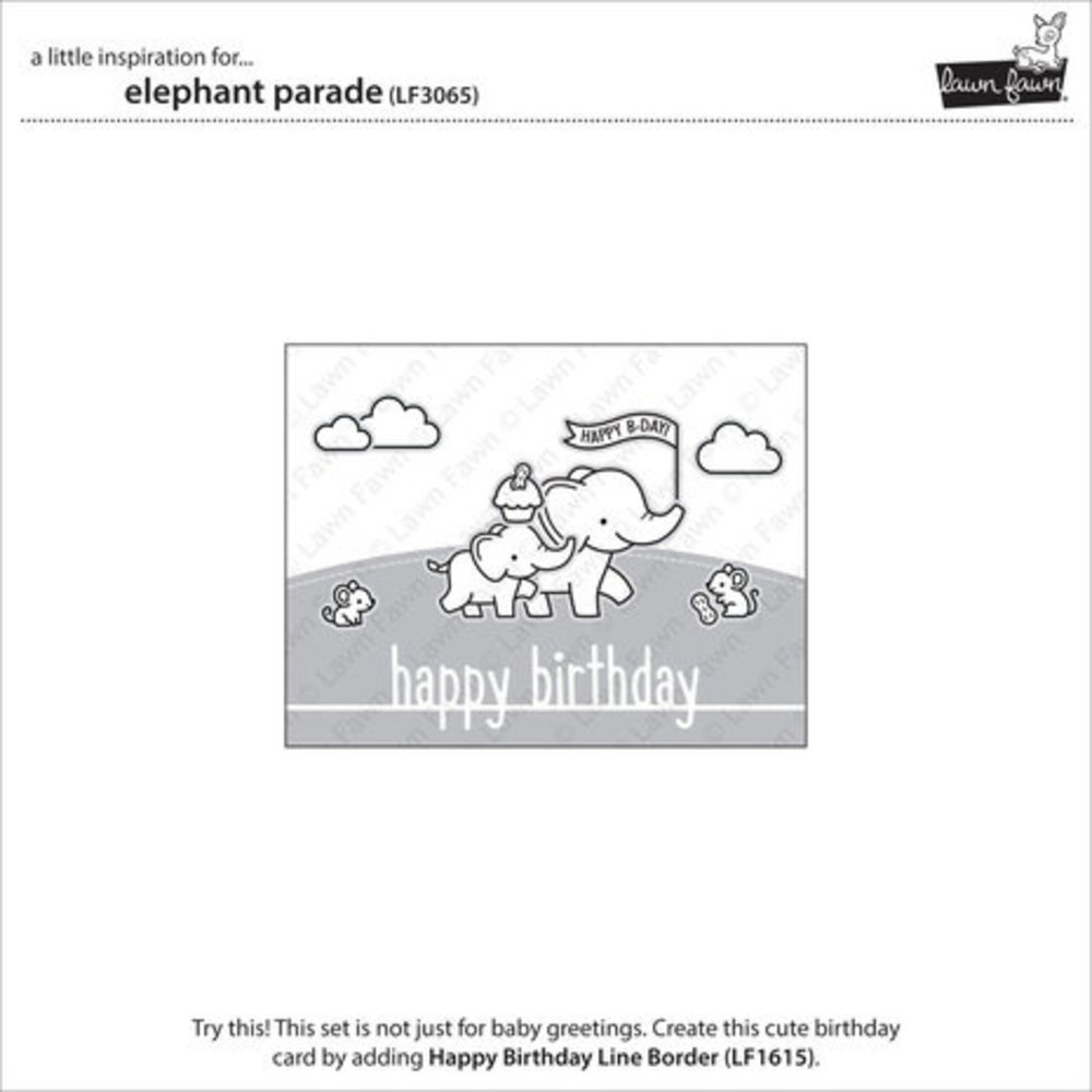 Lawn Fawn Elephant Parade Clear Stamps (LF3065)