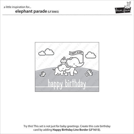 Lawn Fawn Elephant Parade Clear Stamps (LF3065)