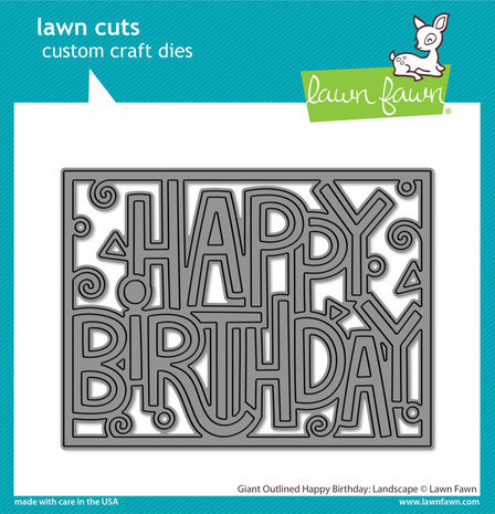 Lawn Fawn Giant Outlined Happy Birthday Landscape Dies (LF3103)
