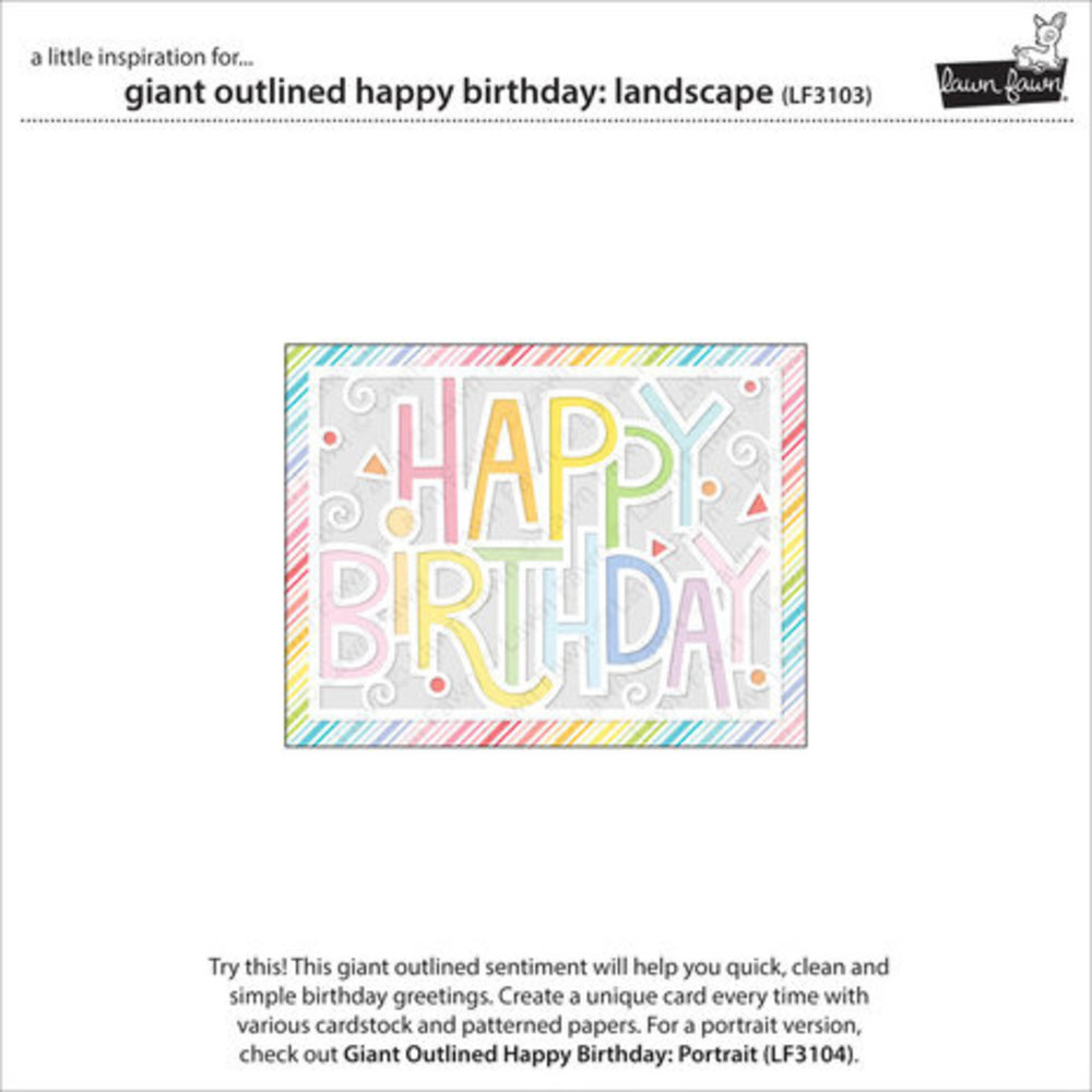 Lawn Fawn Giant Outlined Happy Birthday Landscape Dies (LF3103)