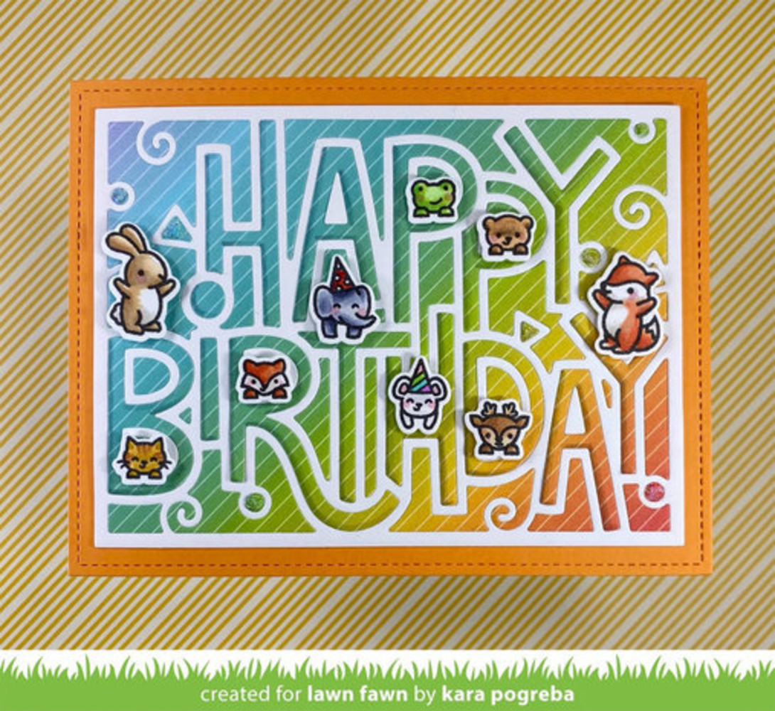 Lawn Fawn Giant Outlined Happy Birthday Landscape Dies (LF3103)