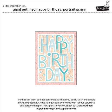 Lawn Fawn Giant Outlined Happy Birthday Portrait Dies (LF3104) Lawn Fawn Giant Outlined Happy Birthday Portrait Dies (LF3104)