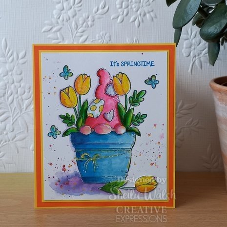 Woodware Flower Pot Gnome Clear Stamps (FRS978)