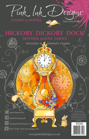 Pink Ink Designs Mother Goose Series Hickory Dickory Dock A5 Clear Stamps (PI203)