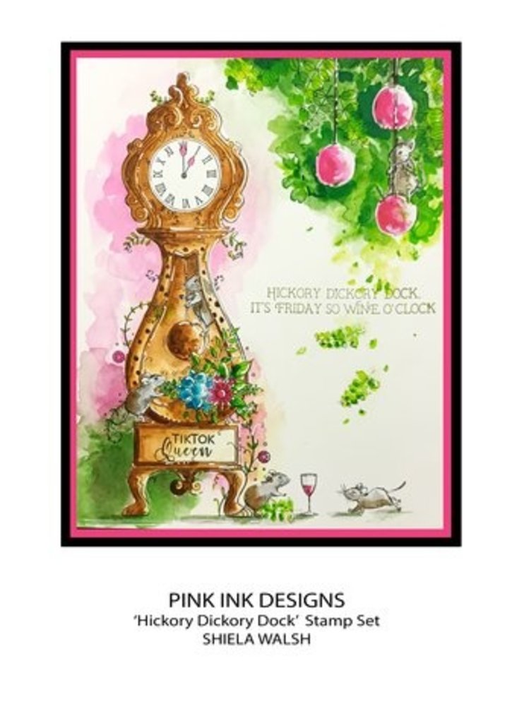 Pink Ink Designs Mother Goose Series Hickory Dickory Dock A5 Clear Stamps (PI203)