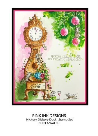 Pink Ink Designs Mother Goose Series Hickory Dickory Dock A5 Clear Stamps (PI203)