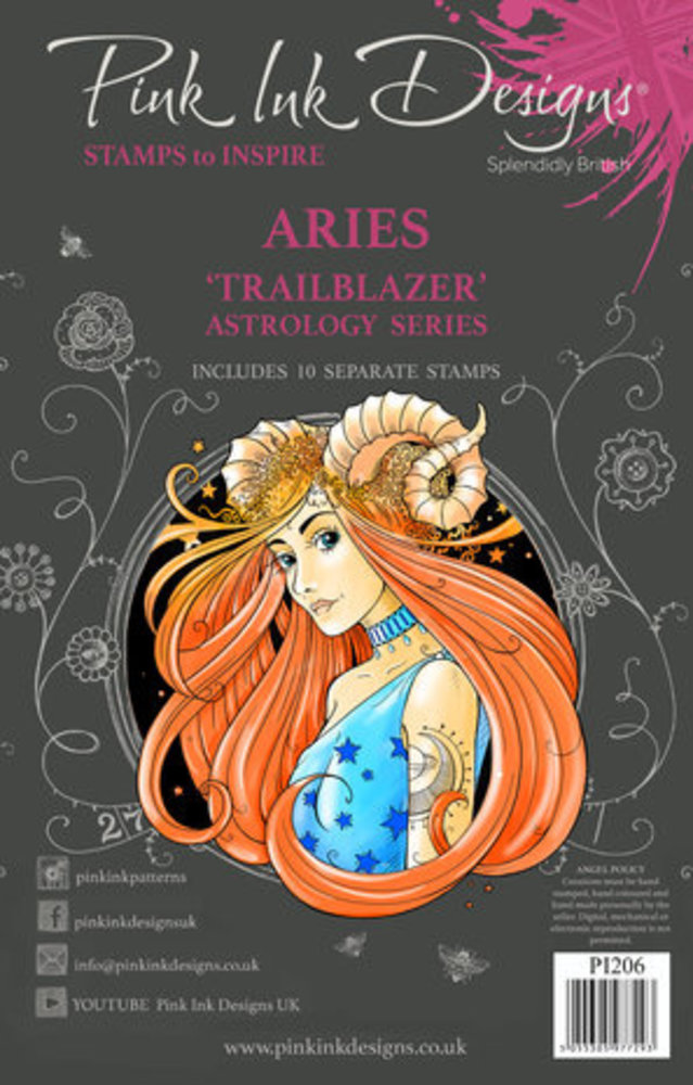 Pink Ink Designs Astrology Series Aries "Trailblazer" A5 Clear Stamps (PI206) Pink Ink Designs Astrology Series Aries "Trailblazer" A5 Clear Stamps (PI206)