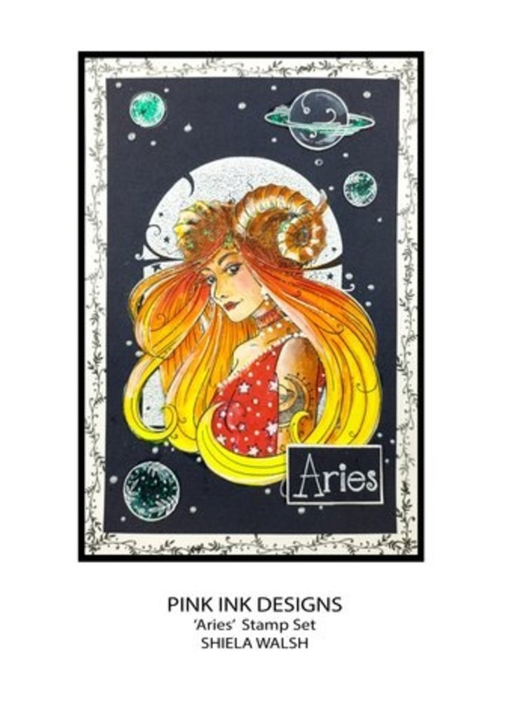 Pink Ink Designs Astrology Series Aries "Trailblazer" A5 Clear Stamps (PI206) Pink Ink Designs Astrology Series Aries "Trailblazer" A5 Clear Stamps (PI206)