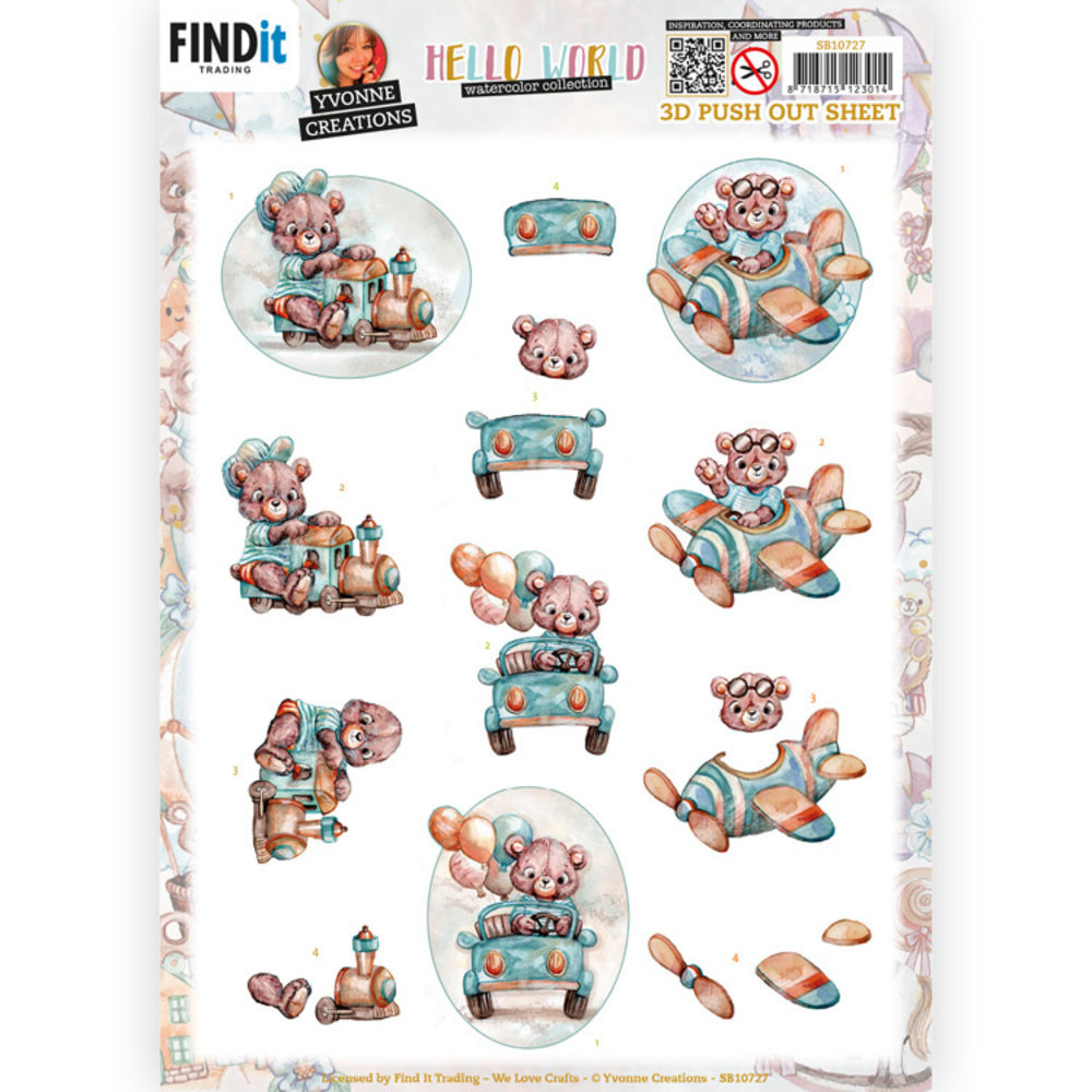Yvonne Creations 3D Push Out Hello World Playing Teddybear (SB10727) Yvonne Creations 3D Push Out Hello World Playing Teddybear (SB10727)