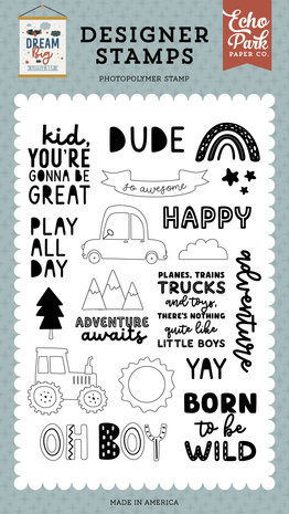Echo Park Dream Big Little Boy Tractor And Car Clear Stamps (DBB304044)