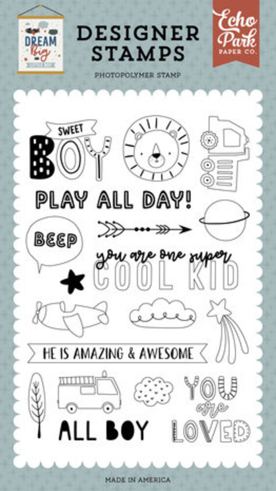 Echo Park Dream Big Little Boy Sweet Boy Clear Stamps (DBB304045)