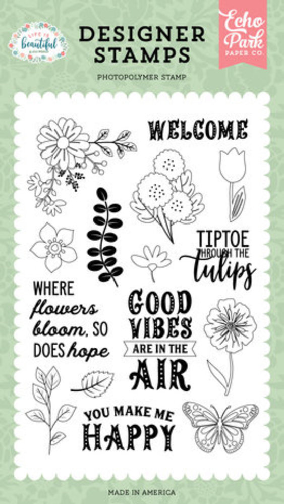 Echo Park Life Is Beautiful Where Flowers Bloom Clear Stamps (LIB309044) Echo Park Life Is Beautiful Where Flowers Bloom Clear Stamps (LIB309044)