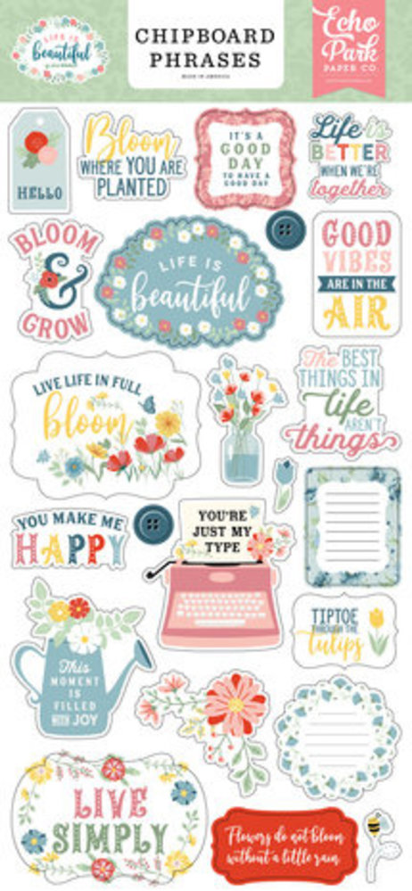 Echo Park Life Is Beautiful 6x13 Inch Chipboard Phrases (LIB309022) Echo Park Life Is Beautiful 6x13 Inch Chipboard Phrases (LIB309022)