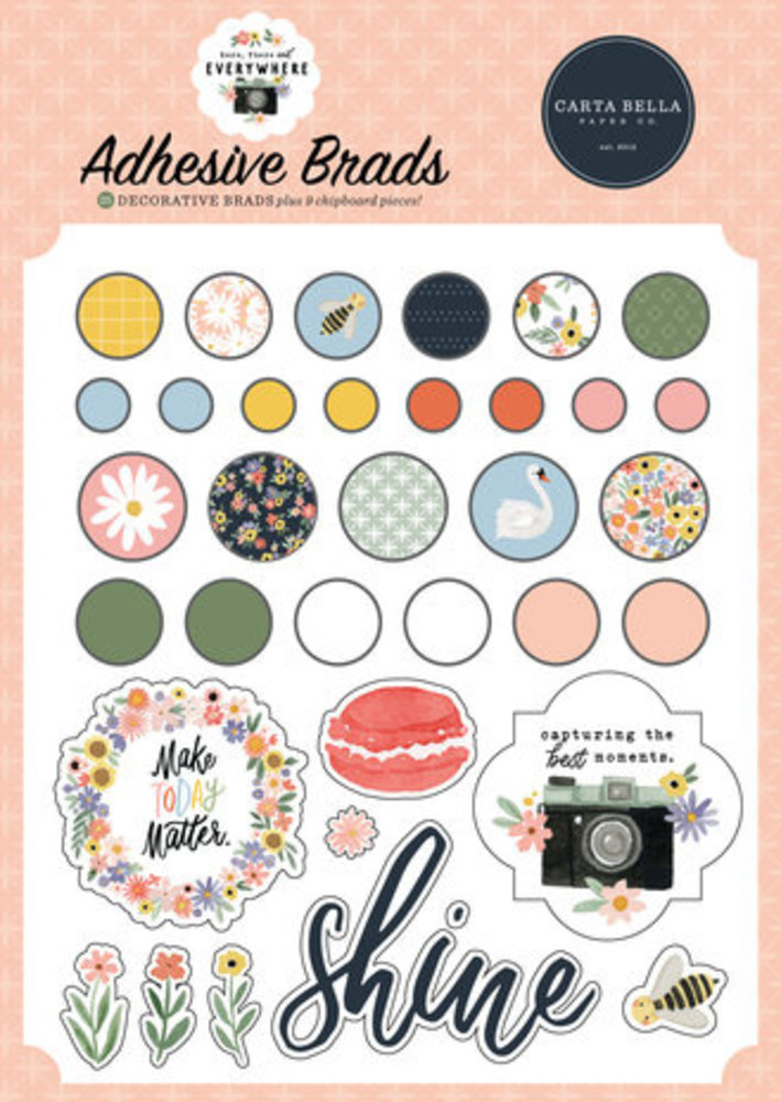 Carta Bella Here There And Everywhere Adhesive Brads (CBHTE308020) Carta Bella Here There And Everywhere Adhesive Brads (CBHTE308020)