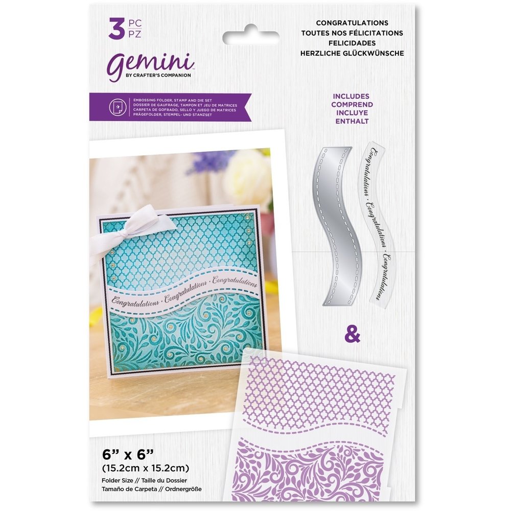 Gemini Congratulations Embossing Folder, Stamp & Die Set (GEMEF6CONG