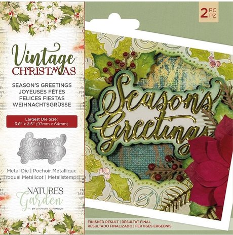Crafter's Companion Vintage Christmas Season’s Greetings Die (NG-VIN-MD-SEAG) Crafter's Companion Vintage Christmas Season’s Greetings Die (NG-VIN-MD-SEAG)