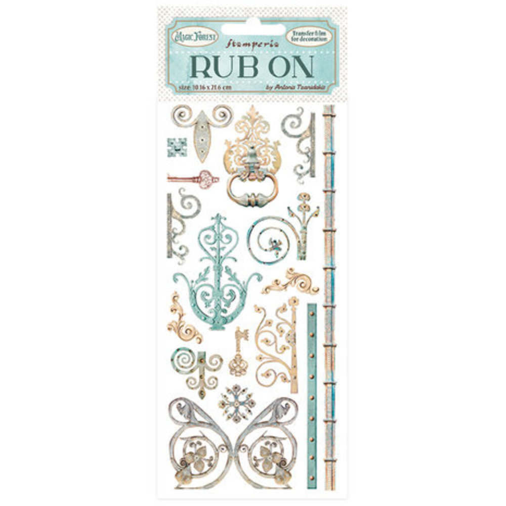 Stamperia Magic Forest 4x8,5 Inch Rub-On Keys And Decorations (DFLRB22)