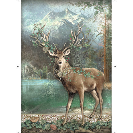 Stamperia Magic Forest Deer Rice Paper A4 (DFSA4750) Stamperia Magic Forest Deer Rice Paper A4 (DFSA4750)