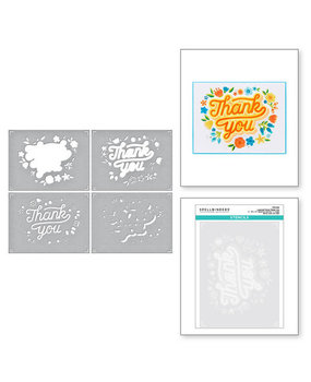 Spellbinders Layered Stencil Collection Layered Floral Thank You Stencils (STN-052)