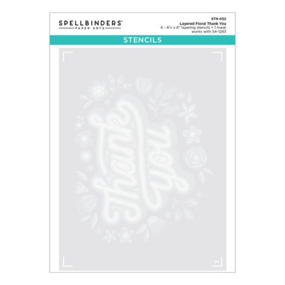 Spellbinders Layered Stencil Collection Layered Floral Thank You Stencils (STN-052)