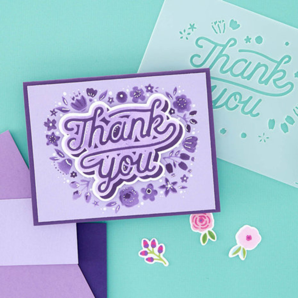 Spellbinders Layered Stencil Collection Floral Thank You Stencil & Die Bundle (BD-0752) Spellbinders Layered Stencil Collection Floral Thank You Stencil & Die Bundle (BD-0752)
