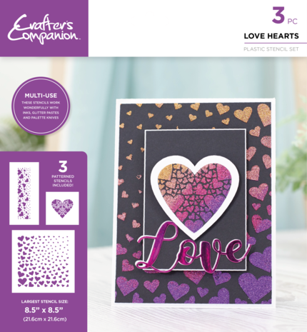 Crafter's Companion Love Hearts Multi-Use Stencil Set (CC-STEN-LOVEHEA) Crafter's Companion Love Hearts Multi-Use Stencil Set (CC-STEN-LOVEHEA)
