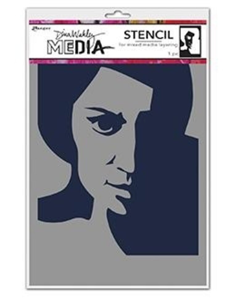 Dina Wakley MEdia Masking Stencil Pensive Face (MDS74861)