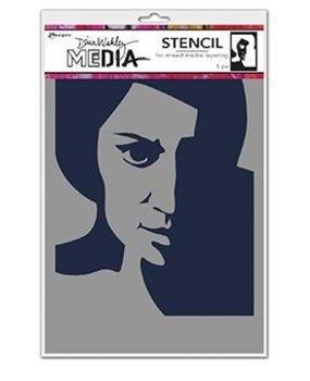 Dina Wakley MEdia Masking Stencil Pensive Face (MDS74861)