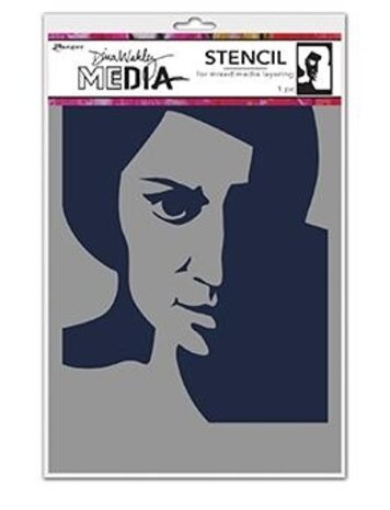 Dina Wakley MEdia Masking Stencil Pensive Face (MDS74861)