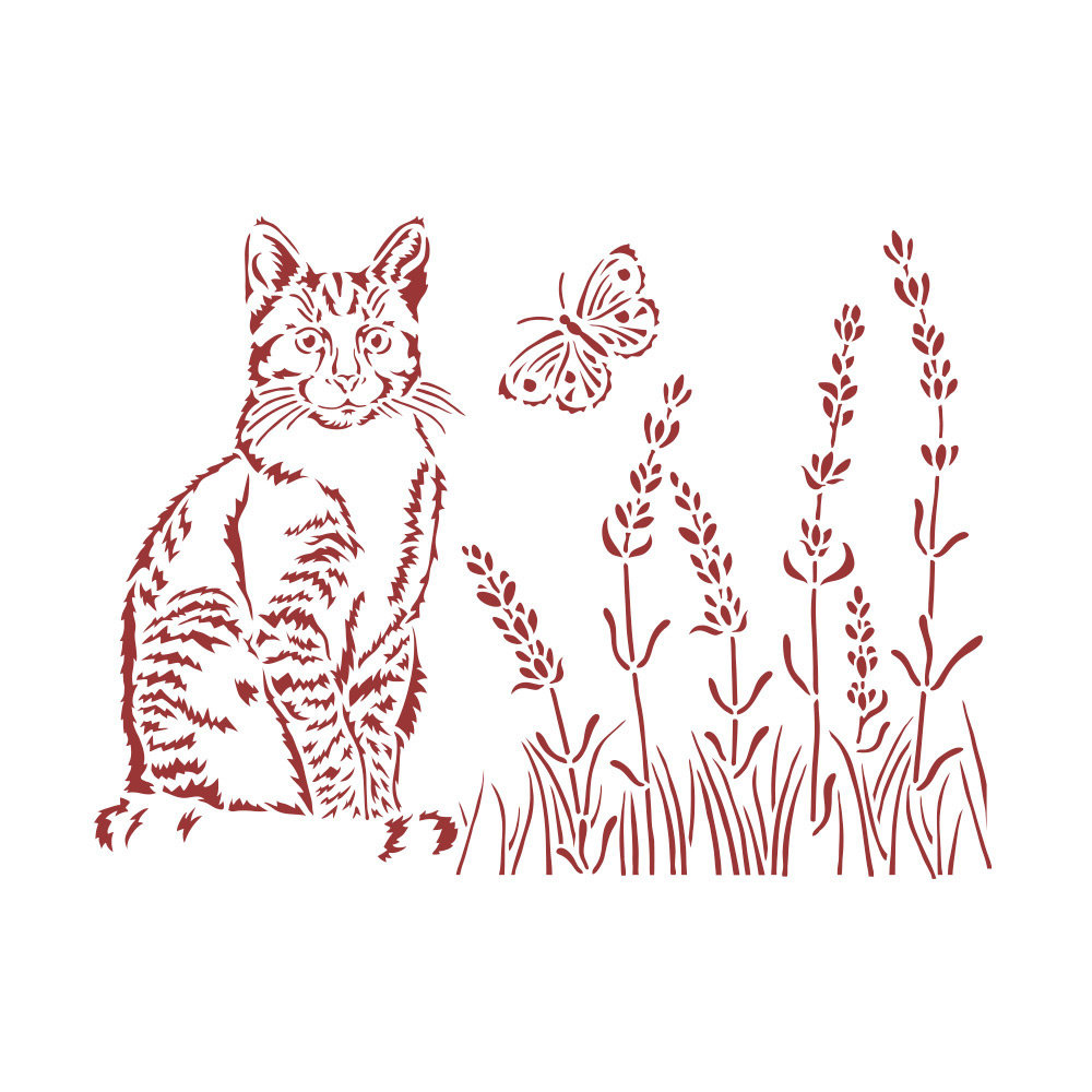 Stamperia Provence Masking Stencil A5 Cat (KSD309) Stamperia Provence Masking Stencil A5 Cat (KSD309)