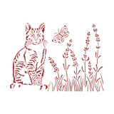 Stamperia Provence Masking Stencil A5 Cat (KSD309)