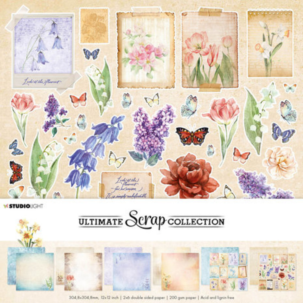 Scrap File Spring Studio Light Ultimate Scrap Collection Spring Grunge 12x12 Inch Paper ...
