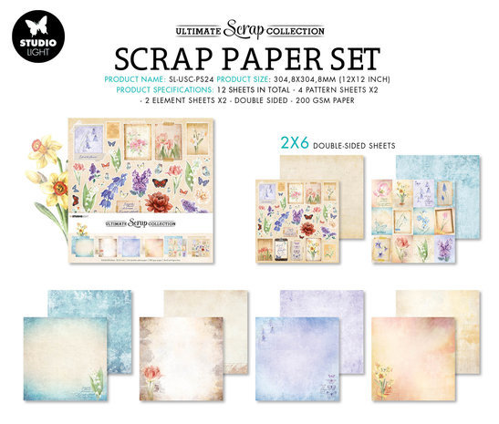Studio Light Ultimate Scrap Collection Spring Grunge 12x12 Inch Paper Pack (SL-USC-PS24) Studio Light Ultimate Scrap Collection Spring Grunge 12x12 Inch Paper Pack (SL-USC-PS24)