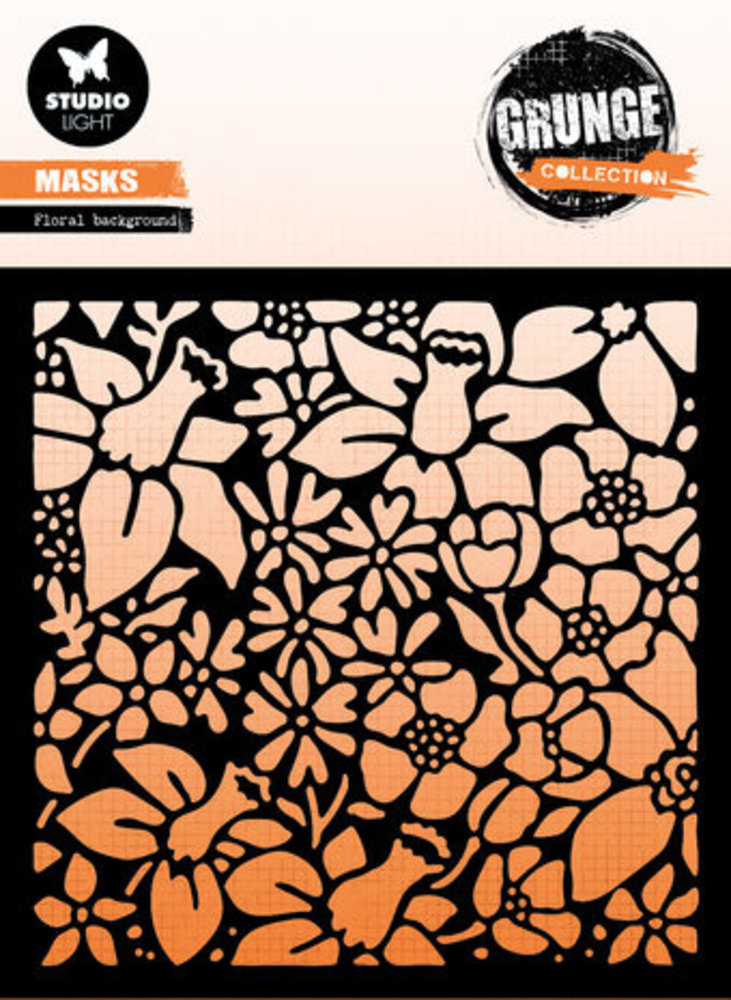 Studio Light Grunge Floral Background 6x6 Inch Masking Stencil (SL-GR-MASK182)