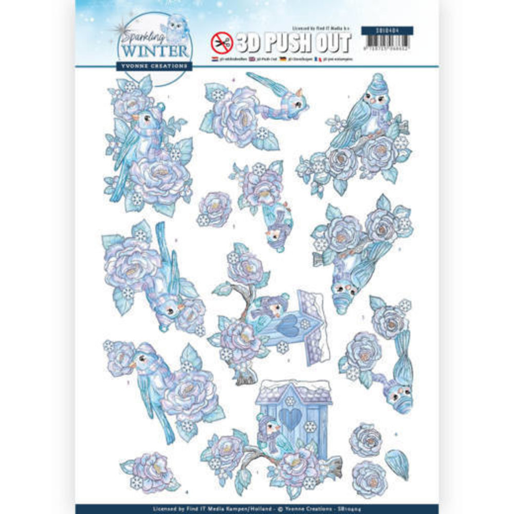 Yvonne Creations 3D Push Out Sparkling Winter Winter Birds (SB10404)