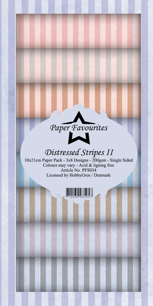 Paper Favourites Distressed Stripes II Slimline Paper Pack (PFS034)