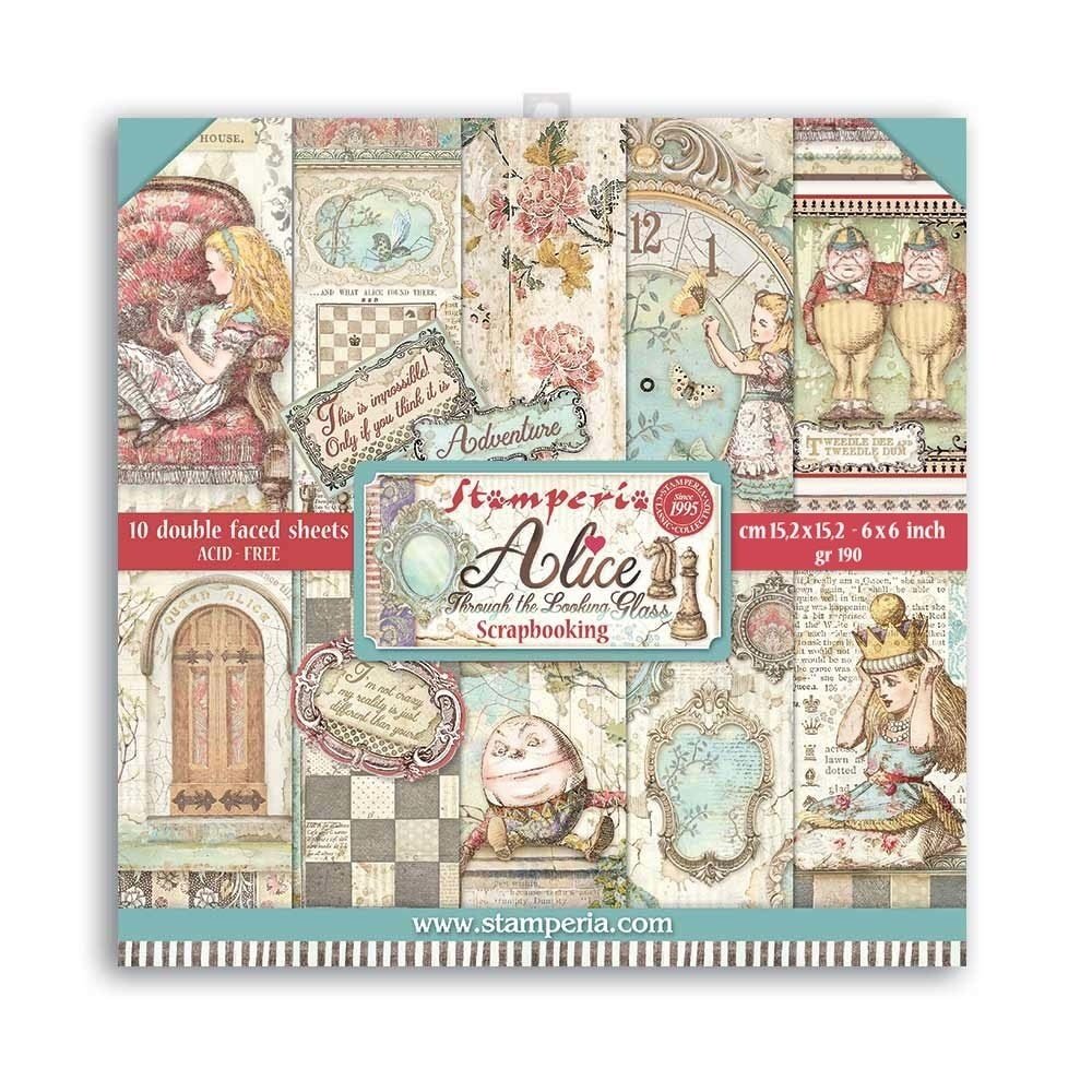 Stamperia Alice Through the Looking Glass 6x6 Inch Paper Pack (SBBXS02)