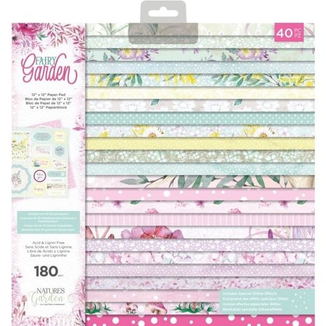 Crafter's Companion Fairy Garden 12x12 Inch Paper Pad (NG-FAIRY-PAD12)