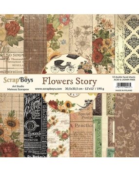 ScrapBoys Flowers Story 12x12 Inch Paper Set (FLST-08)