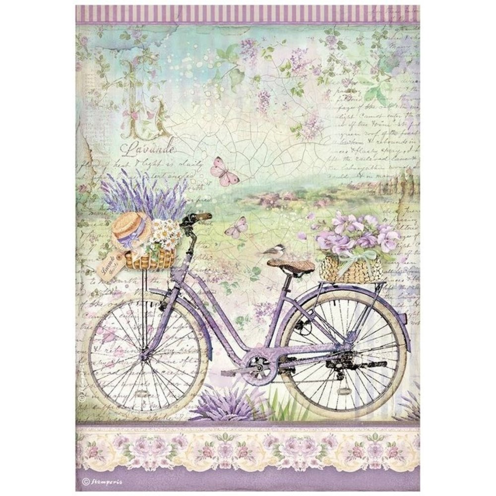 Stamperia Provence Bicycle Rice Paper A4 (DFSA4671)