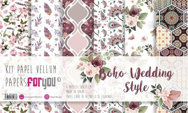 Papers For You Boho Wedding Style 12x12  Inch Vellum Pack (6pcs) (PFY-3173) Papers For You Boho Wedding Style 12x12  Inch Vellum Pack (6pcs) (PFY-3173)