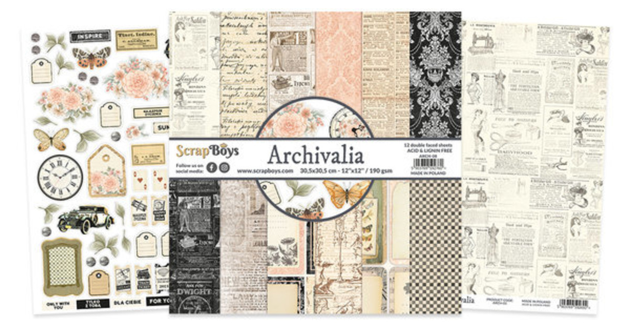 ScrapBoys Archivalia 12x12 Inch Paper Pack (ARCH-08) ScrapBoys Archivalia 12x12 Inch Paper Pack (ARCH-08)
