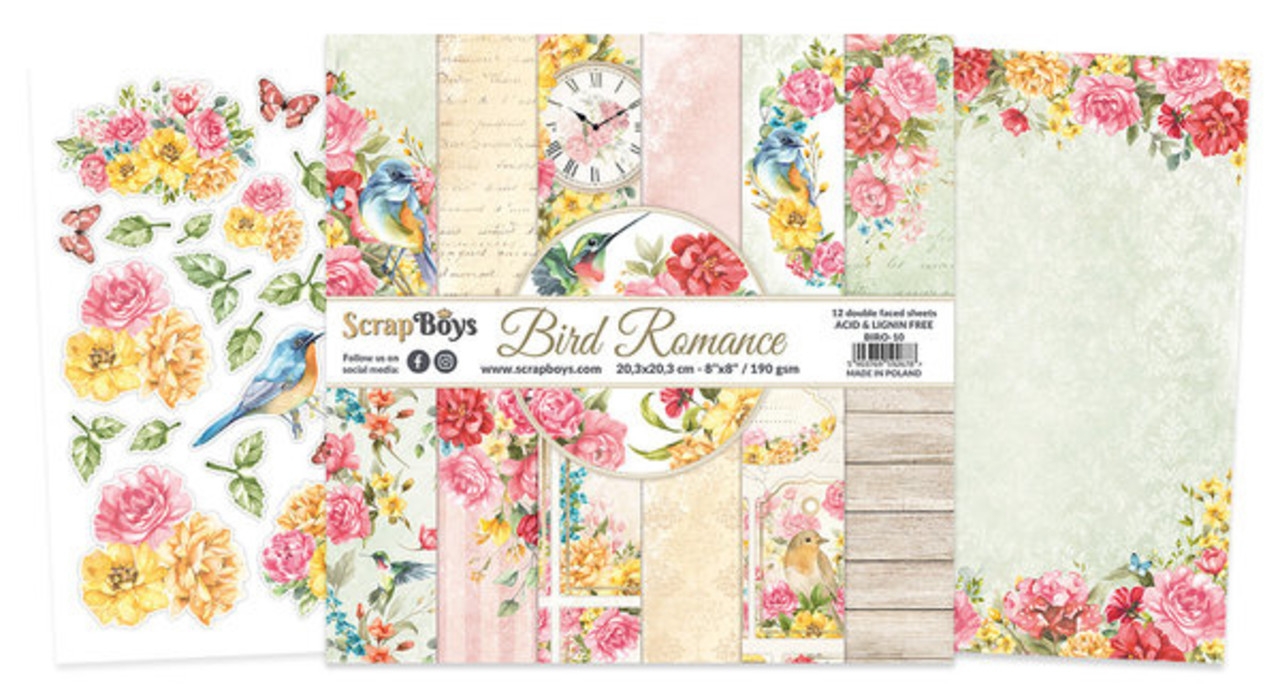 ScrapBoys Bird Romance 8x8 Inch Paper Pad (BIRO-10) ScrapBoys Bird Romance 8x8 Inch Paper Pad (BIRO-10)