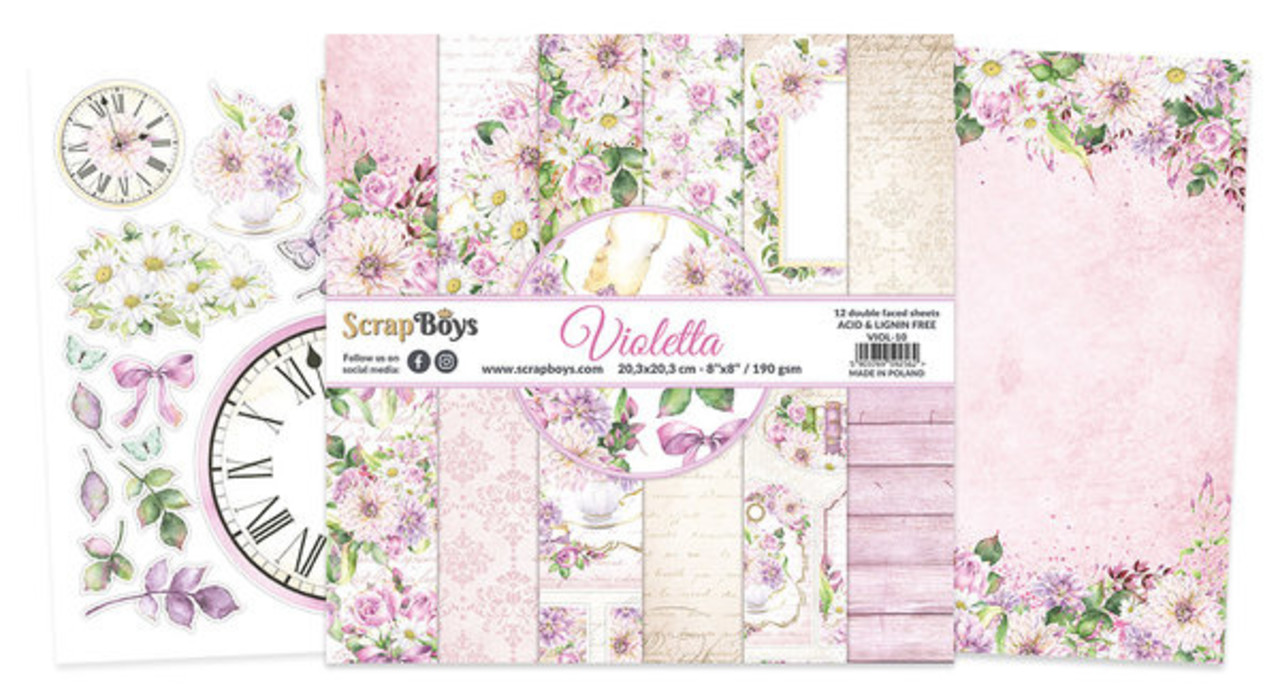 ScrapBoys Violetta 8x8 Inch Paper Pad (VIOL-10) ScrapBoys Violetta 8x8 Inch Paper Pad (VIOL-10)