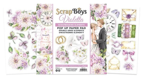 ScrapBoys Violetta 6x6 Inch Pop Up Paper Pad (VIOL-11)