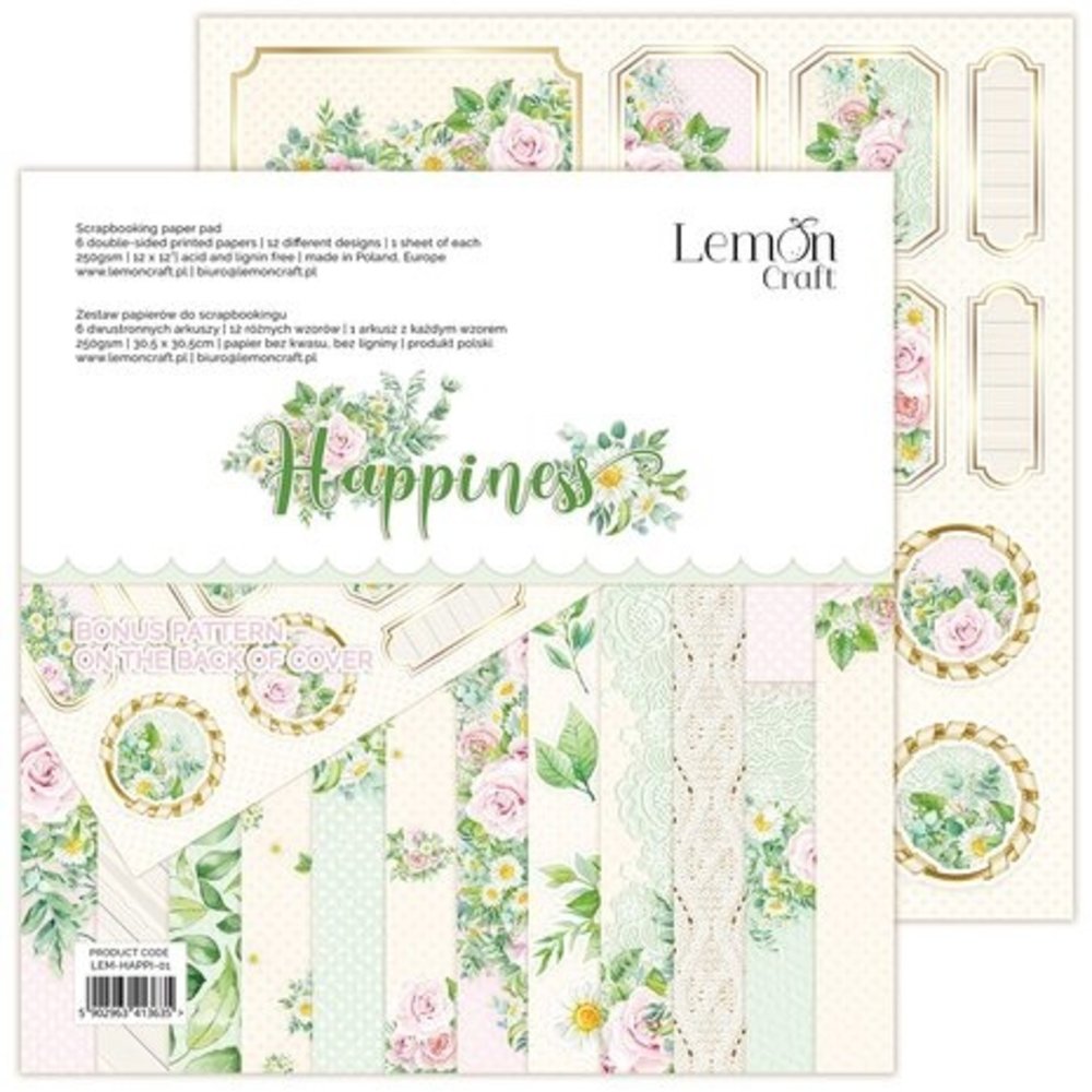 LemonCraft Happiness 12x12 Inch Paper Pad (LEM-HAPPI-01) LemonCraft Happiness 12x12 Inch Paper Pad (LEM-HAPPI-01)