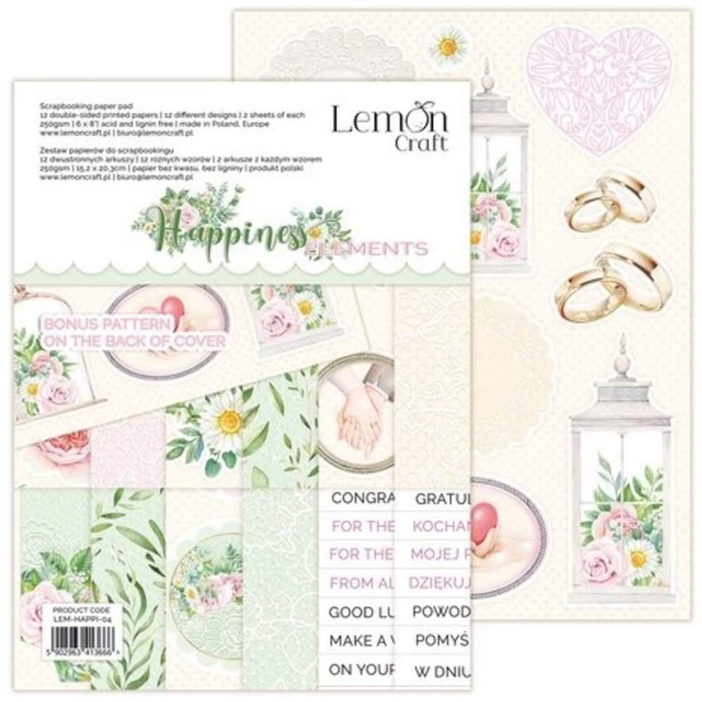 LemonCraft Happiness Elements 6x8 Inch Paper Pad (LEM-HAPPI-04) LemonCraft Happiness Elements 6x8 Inch Paper Pad (LEM-HAPPI-04)